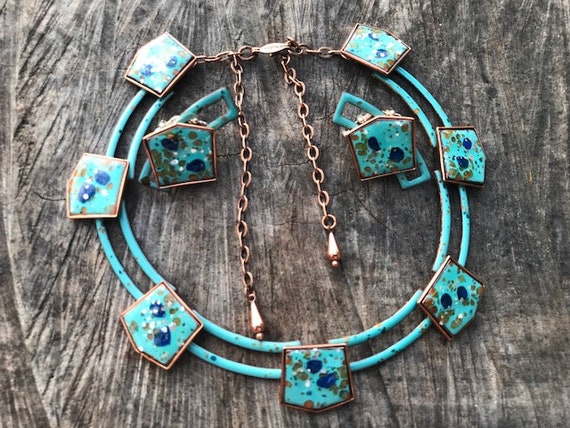 Rare Vintage 1950s Matisse Copper in Teal-Blue Sp… - image 3