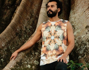 Kookaburra Mandala Tank // Mandala tank / Geometrische Tank / Tribal Tank / Tribal print / nature print / Feather Tank, Cotton Tank
