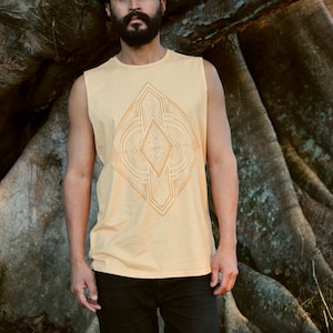 Tanktop met diamanten heren //Mandala-tanktop / Tanktop heilige geometrie / Tribal tanktop / Tribal print / Geometrisch T-shirt / natuurprint / katoenen tanktop