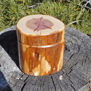 Red Cedar Salt Cellar / Treasure Keeper with Magnetic Lid, 1/3 cup Capacity
