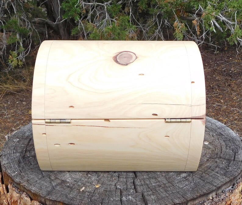 Red Cedar Log Box with Hinged Lid and Polyurethane Finish ...