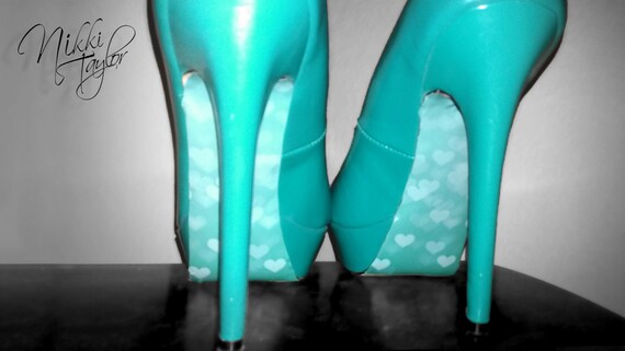 teal bottom heels