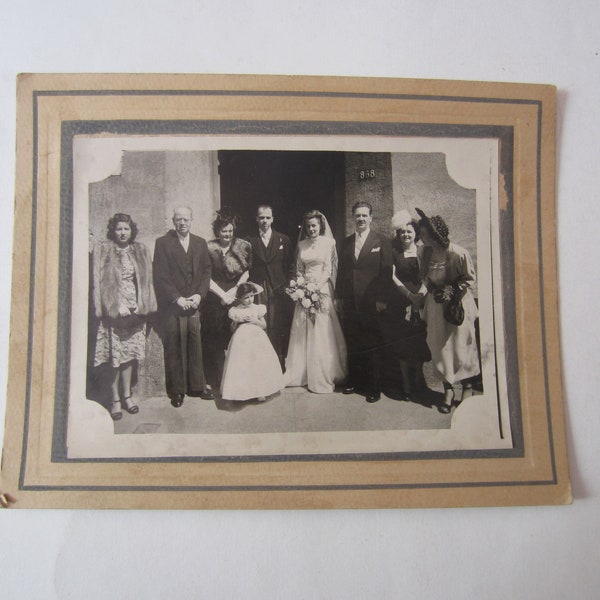 Vintage Mexican Wedding Photograph 1940s or 1950s, Vintage Wedding Photo, Vintage Wedding Mexican Photo, Vintage Wedding Party Photo