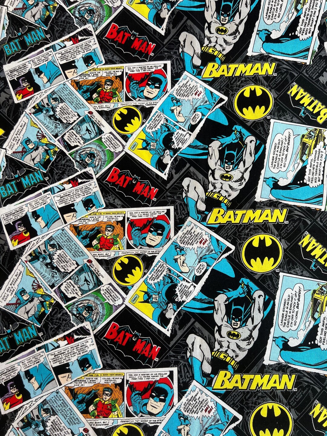 Comic Strip Batman Cotton Fabric Etsy