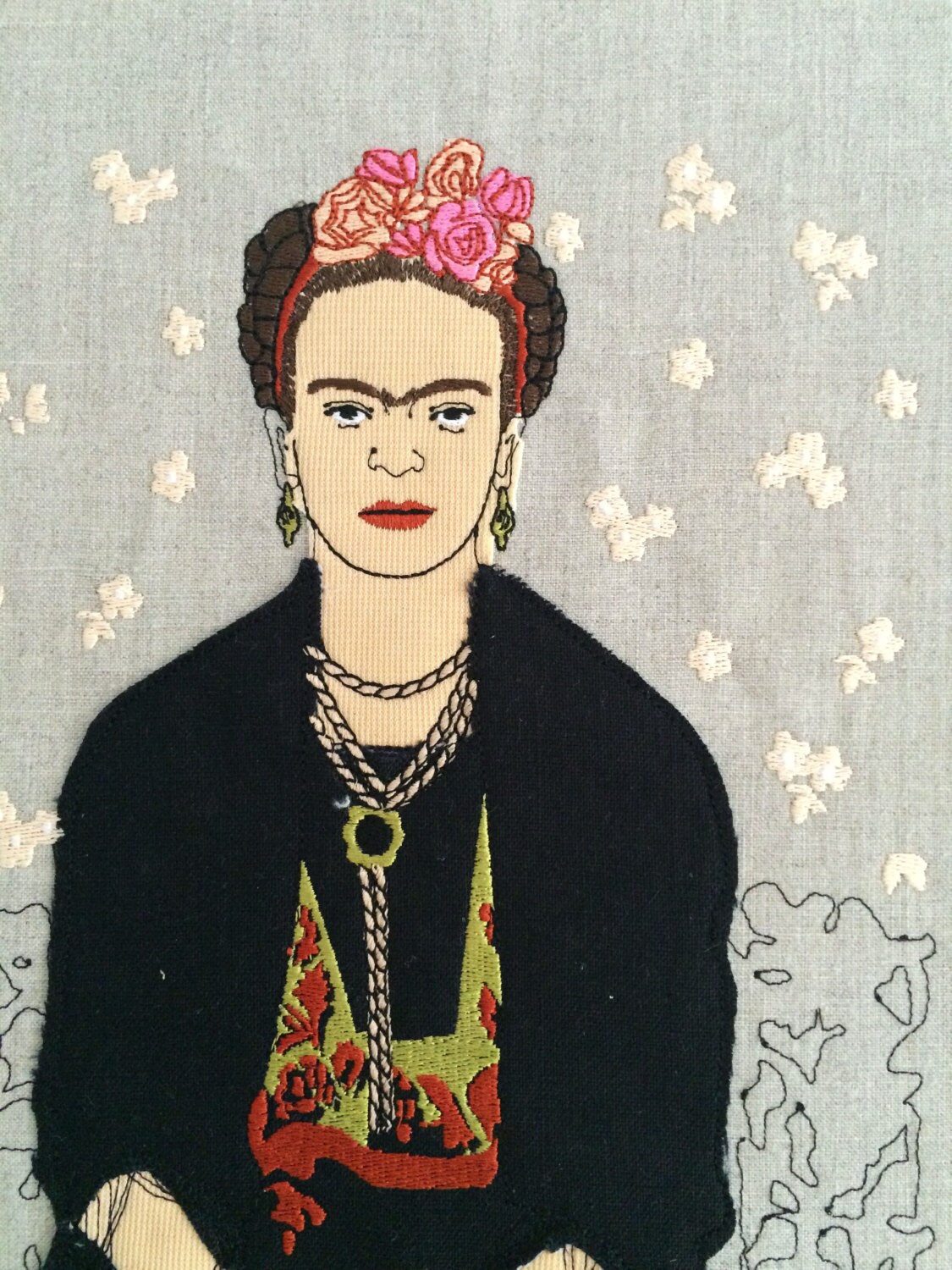 FRIDA KAHLO portrait-Rolling Stone cover Embroidery | Etsy