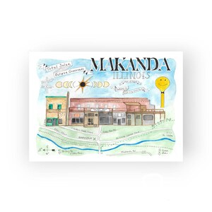 Makanda Illinois Eclipse Magnet - Aquarell Malerei - Kunst Magnet - Kleines Ägypten - Totale Sonnenfinsternis Scheideweg Kunst Geschenk