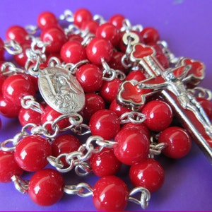 Rosary blood red glass prayer beads