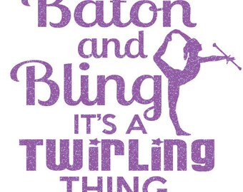 Baton And Bling Iron On Decal