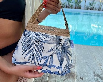 Blue Floral Canvas Tote Bag – Handmade Everyday Purse | Eco-Friendly Lightweight Shoulder Bag | Gift for Her | Coastal Style Handbag