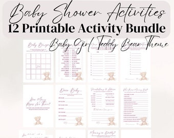 Jeux de baby shower ours en peluche : 12 activités roses (PDF)