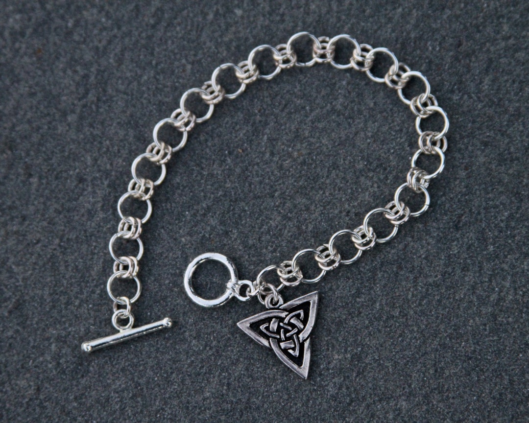 Silver Celtic Bracelet With Celtic Double Trinity Knot Charm - Etsy