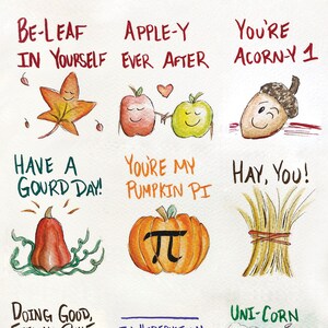 Watercolor Painted Lunch Box Cards, "Fall" Theme PDF Download