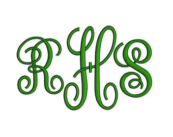Large Fancy Monogram Embroidery Font Upper Case Satin Stitch Digitized -Instant Download-4,5,6 inch