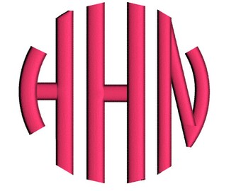 Large 3 Letter Satin Circle Monogram Machine Embroidery Satin Font -Instant Download-3,4,5 inch