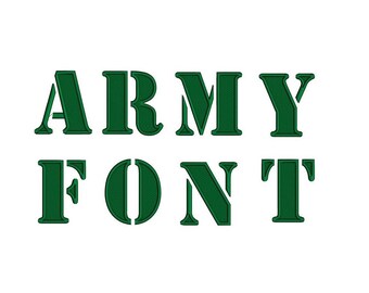 Army Digitized Machine Embroidery Font Upper Case -Instant Download-1,2,3 inches