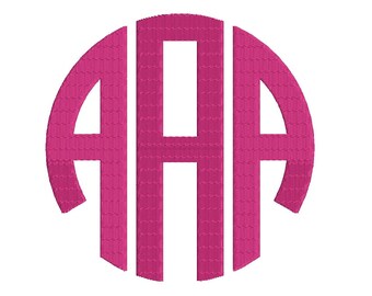 3 Letter Circle Monogram Machine Embroidery Large Font -Instant Download-5,6,7 inch