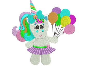 Cute Rainbow Unicorn Filled Machine Embroidery Digitized Design Pattern - 4x4 , 5x7, and 6x10 -hoops