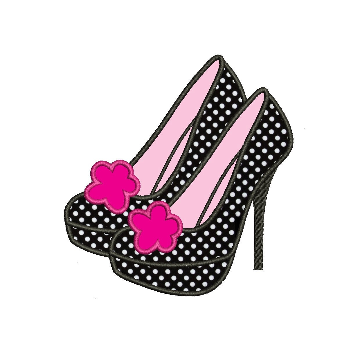 Stiletto Shoes Applique Music Machine Embroidery Digitized Design Design Pattern  - Instant Download - 4x4 , 5x7, and 6x10 -hoops