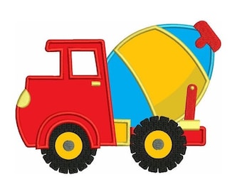 Aplique de camión de cemento - Diseño de bordado a máquina (Descarga instantánea)
