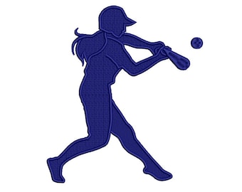 Softball Player Swinging a Bat Filled Machine Embroidery Digitized Design Pattern  - 4x4 , 5x7, 6x10 -hoops