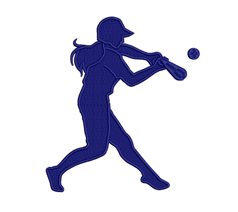 Softball Player Swinging a Bat Filled Machine Embroidery Etsy