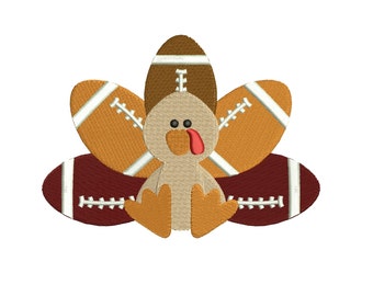 Football Turkey Thanksgiving Filled Machine Embroidery Digitized Design Pattern  - Instant Download