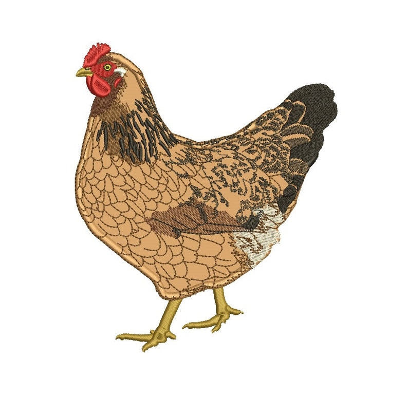 Red and yellow chicken or hen applique machine embroidery  etsy Red and yellow chicken or hen applique machine embroidery  etsy