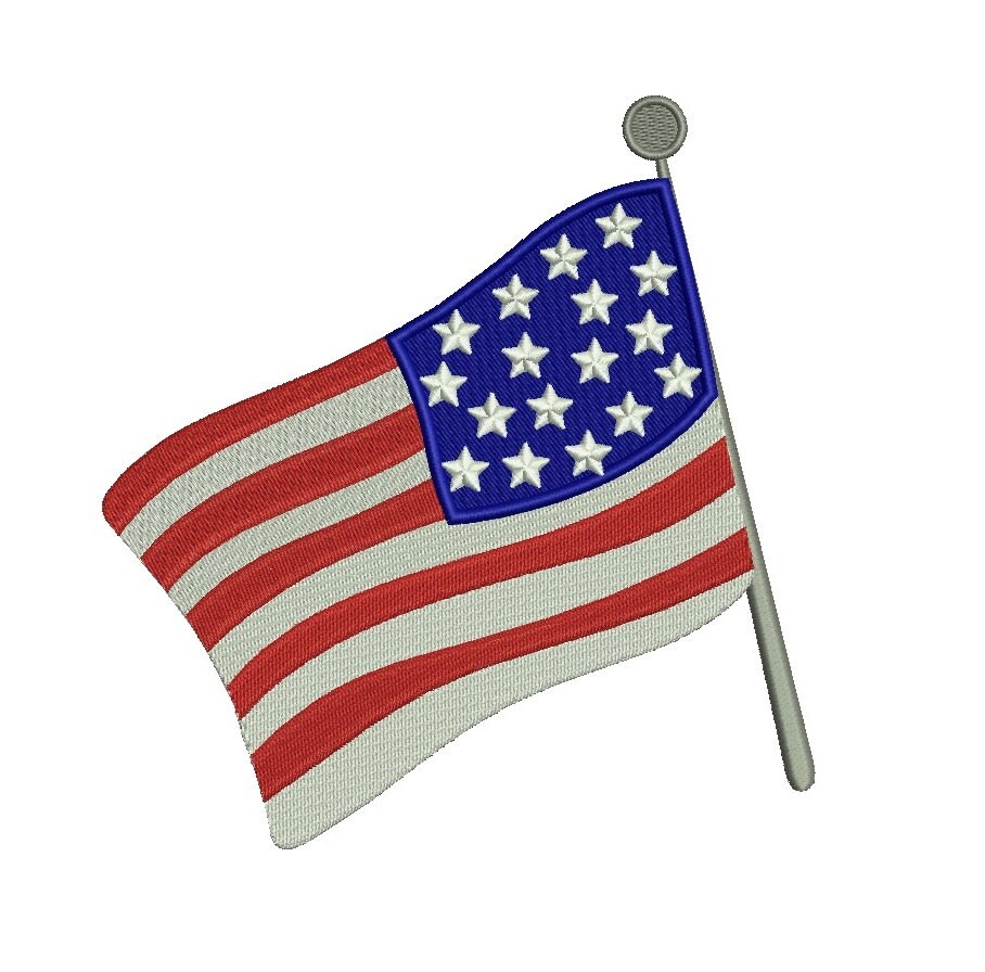 USA American Flag Filled Machine Embroidery Design Digitized Etsy