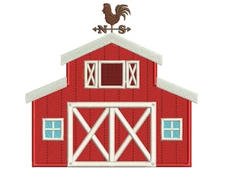 Barn Filled Machine Embroidery Digitized Design Pattern  - Instant Download - 4x4 , 5x7, and 6x10 -hoops