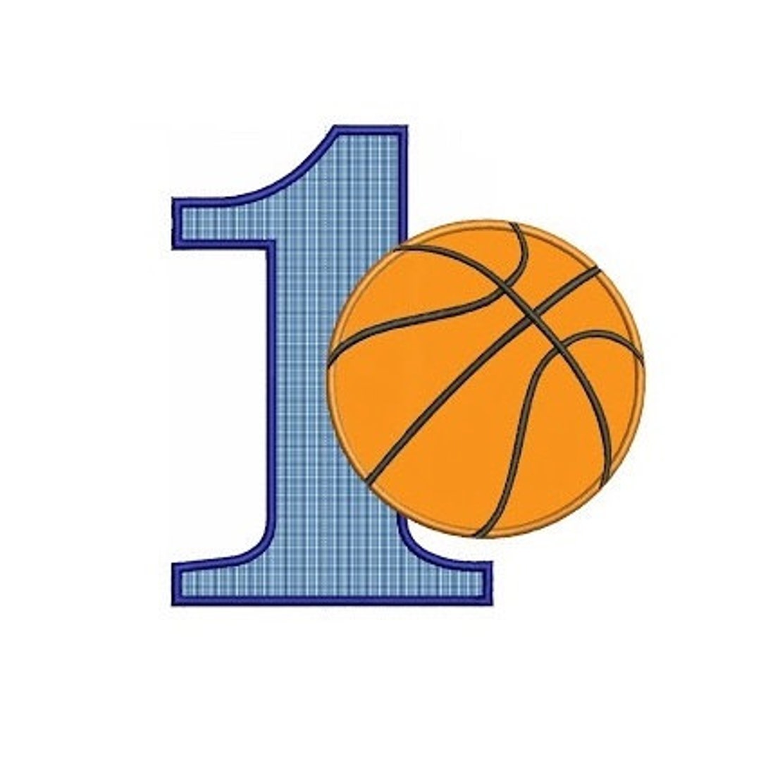 First Birthday Number 1 Basketball Ball Design Machine Embroidery