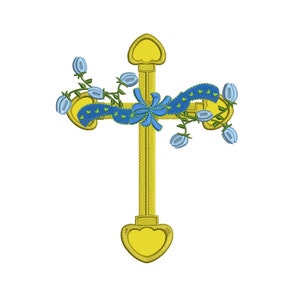 Cross With Flowers Religious Applique Machine Embroidery Digitized  Design Pattern - Instant Download - 4x4, 5x7, 6x10