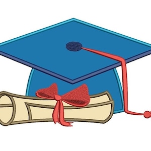 Digitalizado de graduación Cap apliques bordado de máquina patrón de diseño - descarga inmediata - 4 x 4, 5 x 7, 6 x 10