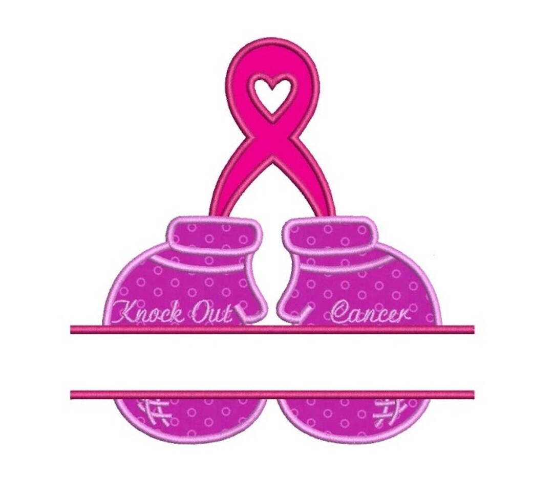 Boxing Gloves Breast Cancer Awareness Split Applique Machine Embroidery Digitized Design Pattern
