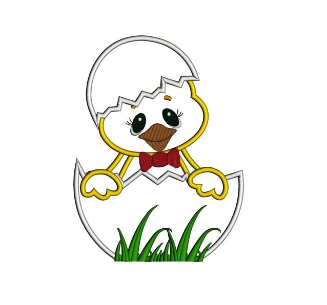 Easter Chick Inside Egg Applique Machine Embroidery Digitized Design ...