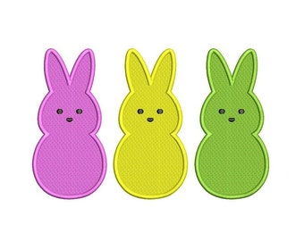 Three Bunnies Trio rabbit in a row Easter machine embroidery filled border designs 5 Sizes