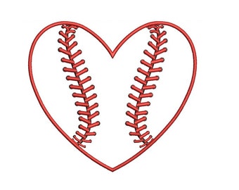 Heart Baseball Applique Machine Embroidery Digitized Design  Pattern  - Instant Download - 4x4 , 5x7, and 6x10 -hoops