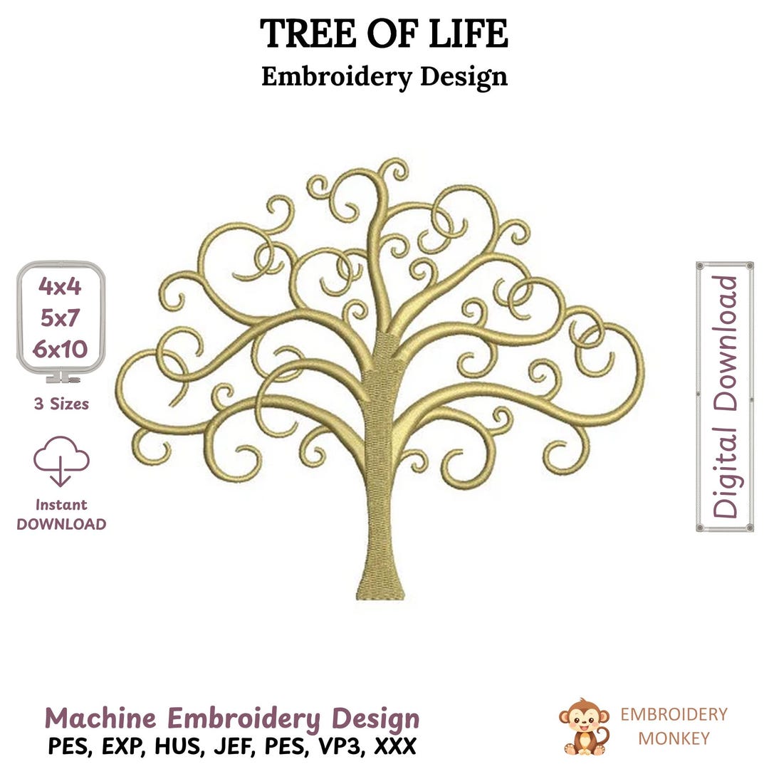 Tree of Life Machine Embroidery Digitized Design Pattern - Instant ...