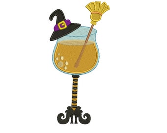 Witch's Cocktail Halloween Filled Machine Embroidery Digitized Design Pattern  - Instant Download - 4x4 , 5x7,6x10 -hoops