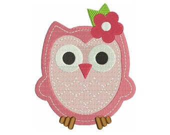 Baby uil met een boog Machine borduurwerk gedigitaliseerd gevuld ontwerppatroon - Instant Download - komt in drie sizes4x4, 5 x 7 en 6 x 10 hoepels