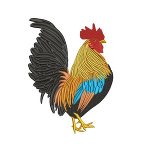 Majestic Rooster Filled Machine Embroidery Digitized Design Pattern  - 4x4 , 5x7, 6x10 -hoops