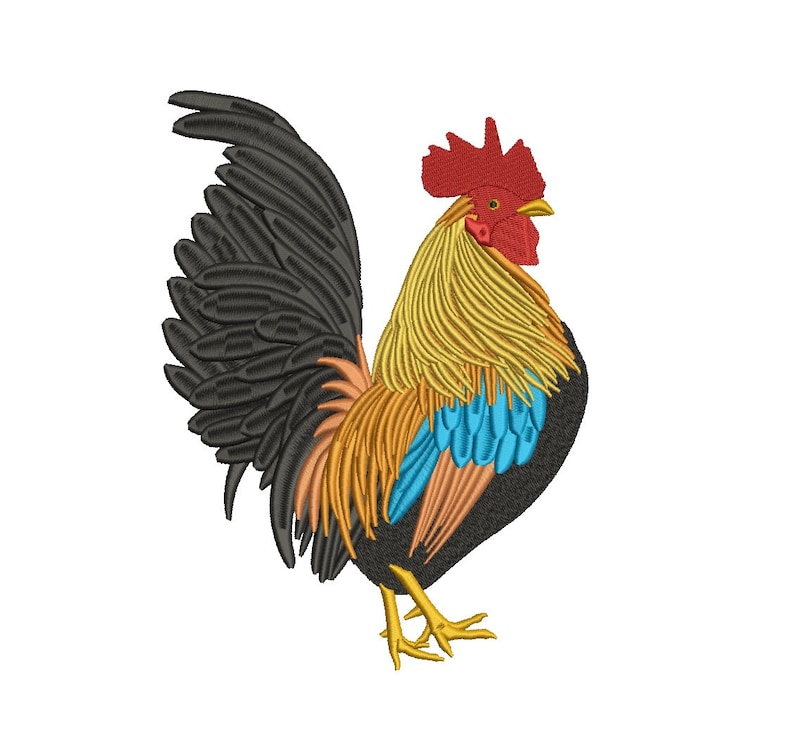 Majestic rooster filled machine embroidery digitized design  etsy