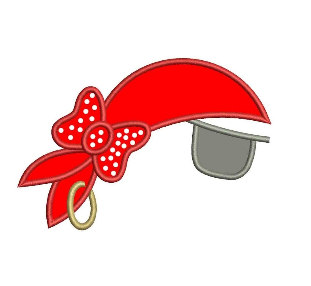 Girl Pirate Hat Applique With an Eye Patch Machine Embroidery Digitized