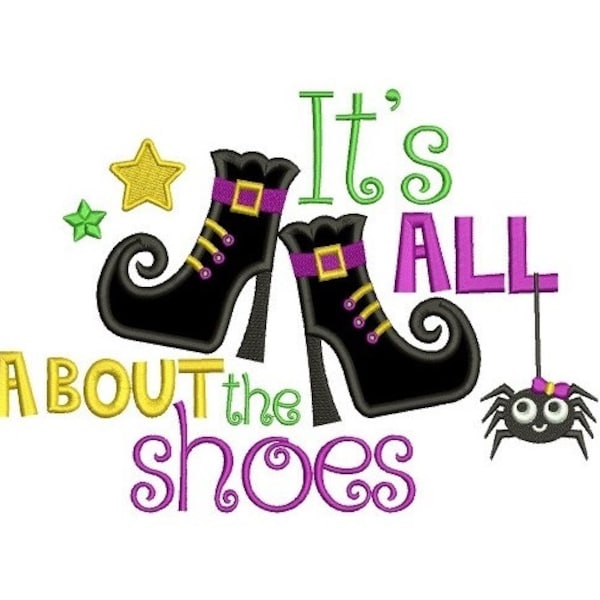 It's all about shoes Halloween Applique Machine Embroidery Digitized Design Pattern  - Instant Download - 4x4 , 5x7, and 6x10 -hoops