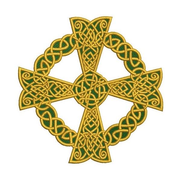 Irish Celtic Cross St Patrick's Day- Machine Digitized Design Filled Pattern  - Instant Download - 4x4 , 5x7, and 6x10 -hoops