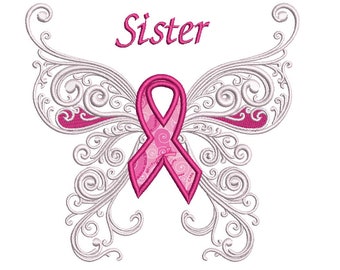 Sister Breast Cancer Awareness Applique Machine Embroidery Design Digitized Pattern