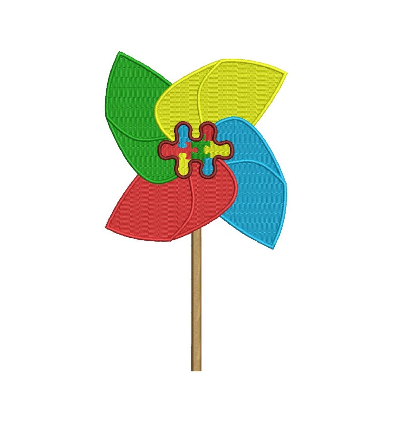 Pinwheel Autism Awareness Filled Machine Embroidery Digitized Design ...