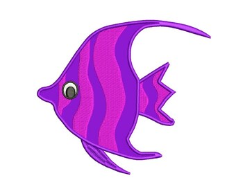 Fish Applique Machine Embroidery Digitized Design Pattern - Instant Download - comes in three sizes 4x4 , 5x7, 6x10 hoops