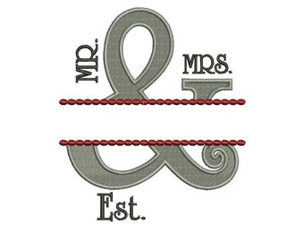 Mr & Mrs Fancy Border Filled Embroidery Digitized Design Design Pattern  - Instant Download - 4x4 , 5x7, and 6x10 -hoops