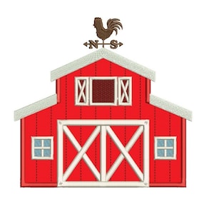 Barn Applique Machine Embroidery Digitized Design Pattern  - Instant Download - 4x4 , 5x7, and 6x10 -hoops