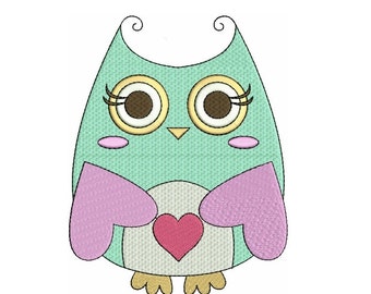 Cute Owl Machine Embroidery Design Filled (Digital Download)
